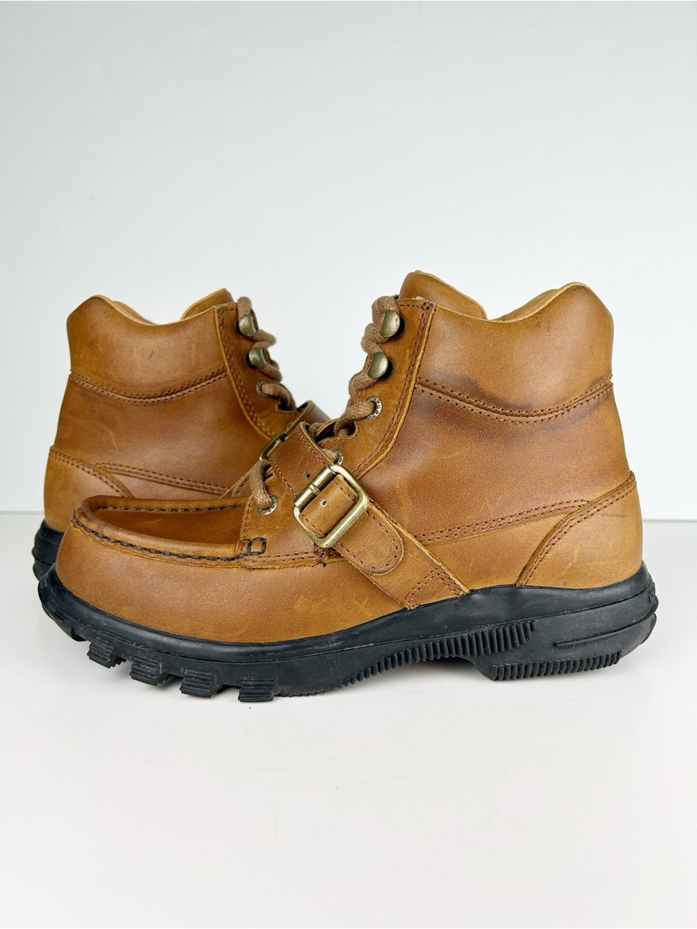 Polo Sport Ralph Lauren Ranger Tan Brown Leather Buckle Strap Chukka Ankle Boot